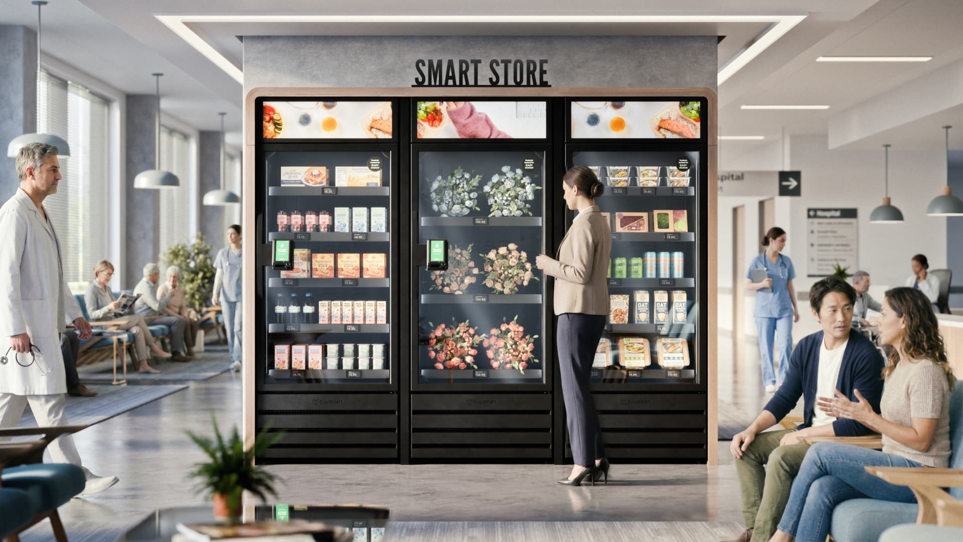 Smart Vending installation in a welcoming hospital waiting area
